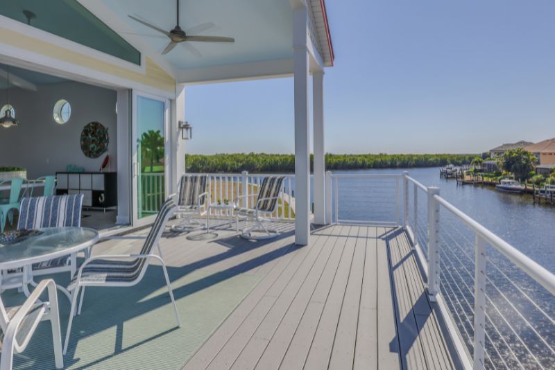 stylish composite deck overlooking the lake